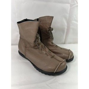 Clarsunny Women Brown Leather Casual Trendy Dress-Up Flat Moto Boots‎ Sz 9 hobo